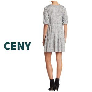 Ceny Crew Neck Elbow Length Bubble Sleeve Dress